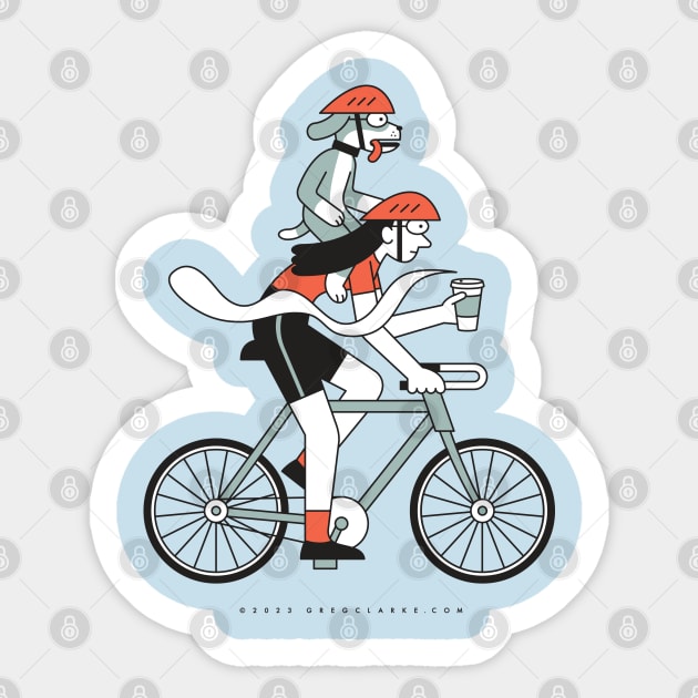 Biker Girl with Dog Sticker by GregClarke